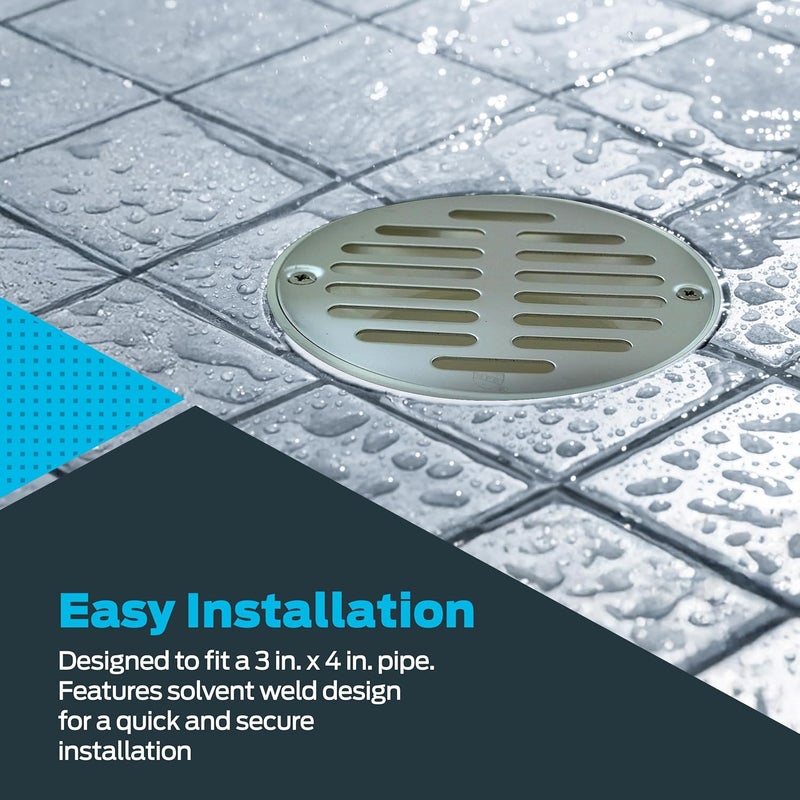 EZFLO 3 Inch x 4 Inch PVC General Purpose Drain with Stainless Steel Strainer, 15322 - Image 3